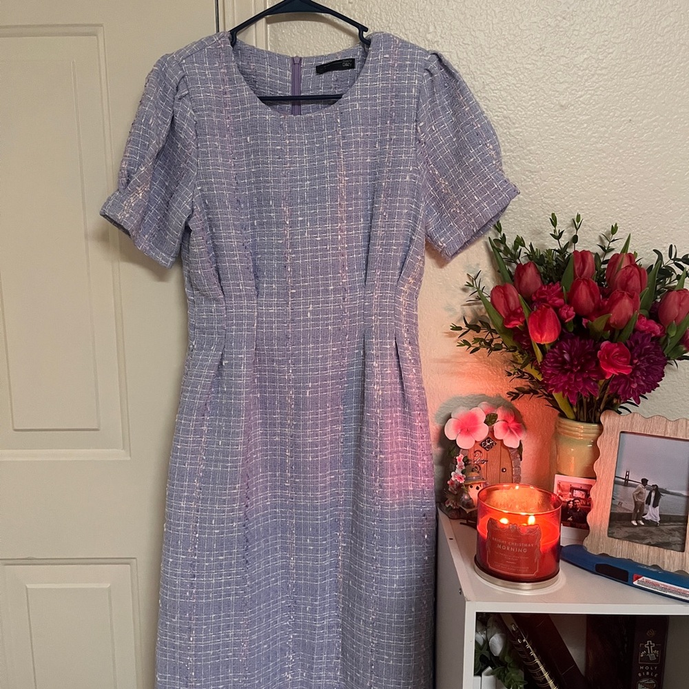 SHEIN Lavender Tweed Midi Dress